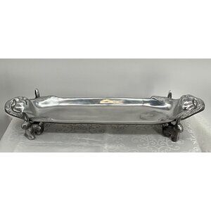 Vintage Silver Plated Rectangular Tray With Rabbit Feet & Lion Head Handles